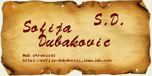 Sofija Dubaković vizit kartica